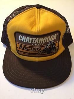 Vintage Snapback Chattanooga Chew Racing Trucker Hat Cap États-unis Fait Big Patch 80s