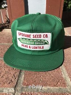 Vintage Spokane Seed Co Snapback Trucker Hat Mesh Large Patch Cap K Marque USA