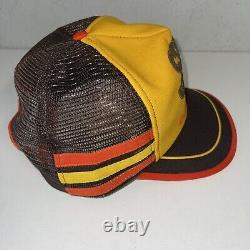 Vintage State Fair Corndogs Three Stripe Hat Snapback Mesh Trucker Cap USA Rare
