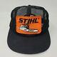 Vintage Stihl Trucker Hat K Produits Black Orange Mesh Snap Cap Arrière Fabriqué Aux États-unis