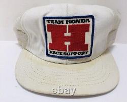 Vintage Team Honda Soutien De Course Snapback Trucker Chapeau Mesh Blanc Rouge Bleu