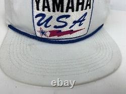 Vintage Team Yamaha USA Racing Motorcycle Trucker USA Snapback Hat Cap Blanc
