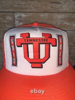 Vintage Très Rare 80s Tennessee Volontaires Orange Ncaa Trucker Cap Hat Snapback