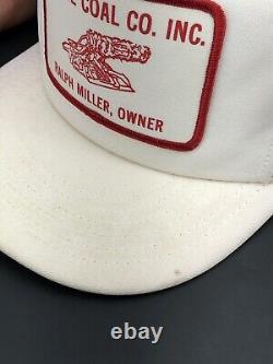 Vintage Trucker Hat Cap Snap Back 3 Bandes Latérales USA Mesh Patch Coal Mining 80s