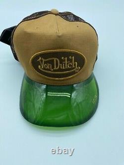 Von Dutch Original Extremely Rare Trucker Snapback Hat Logo Clear Mesh Clear Cap