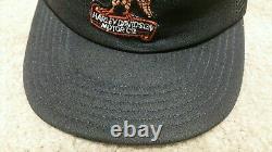 Vtg 1980s Harley Davidson Motor Co Eagle Flexing Snapback Trucker Hat Cap USA