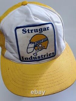 Vtg 60's Snapback Trucker Hat Cap Strugar Industries Jeuneun Casque De Football Pro