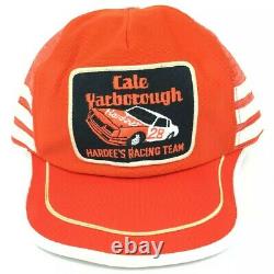 Vtg 70s 80s Cale Yarborough Hardees Nascar Patch Orange Snapback Trucker Hat Cap