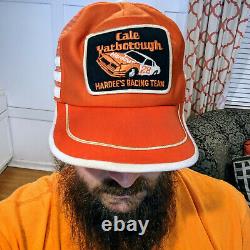 Vtg 70s 80s Cale Yarborough Hardees Nascar Patch Orange Snapback Trucker Hat Cap