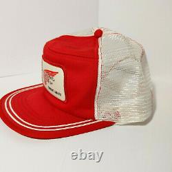 Vtg 80's Red Wing Shoes Patch Trucker Hat Mesh Cap USA Snapback Bicolore