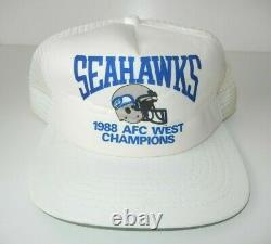 Vtg 80s 1988 Seattre Seahawks Afc West Champs NFL Football Hat Team Trucker Cap