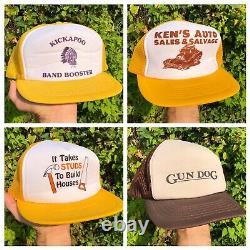 Vtg 80s 90s Trucker Hat Lot 30 Snapback Patch Mesh Local Hat Cap Publicité