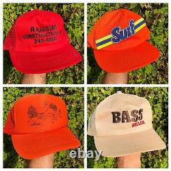 Vtg 80s 90s Trucker Hat Lot 30 Snapback Patch Mesh Local Hat Cap Publicité