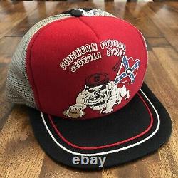 Vtg 80s Georgia Bulldogs Trucker Snapback Hat Cap Old Stock Non Utilisé Rare
