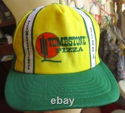 Vtg 80s Green/yellow Tombstone Pizza Mesh Snapback Trucker Hat Cap Osfa USA