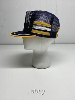 Vtg 80s Université Du Michigan Wolverines Trucker Hat Cap 3 Stripes Latérales USA
