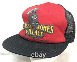 Vtg Casey Jones Village Mesh Trucker Hat Snapback Train Logo USA Cap Jackson Tn
