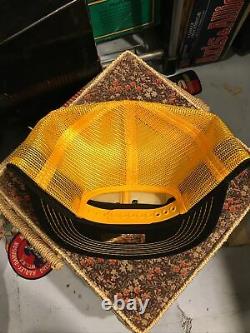 Vtg Christensen Mesh Snapback Trucker Hat Cap K Brand Patch Gold Black Canada