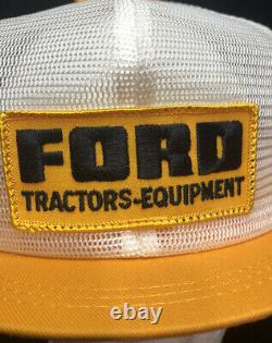 Vtg Ford Tractors Équipement Mesh Trucker Hat Snapback Patch Pom Court Bill Cap