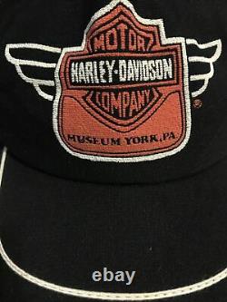 Vtg Harley Davidson Snapback Truckback Hat Cap 3 Trois Stripes USA York, Pa Musée