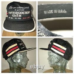 Vtg Intercourse Club Sexe 70s 80s USA 3 Side Stripes Trucker Hat Cap Snapback Wow