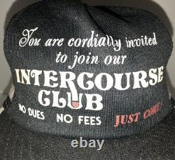 Vtg Intercourse Club Sexe 70s 80s USA 3 Side Stripes Trucker Hat Cap Snapback Wow