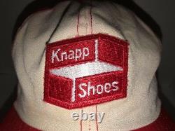 Vtg Knap Shoes 70s 80s États-unis Chapeau De Camionneur Blanc Rouge Casquette Snapback Bottes Rare Patch