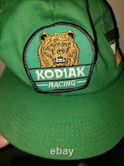 Vtg Kodiak Racing 3 Stripe Patch Snapback Trucker Hat Cap 80s K Produits Rusty