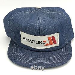 Vtg Nos Denim Armour Foods Patch Trucker Hat Cap 80s Farm K Produits Marque USA B