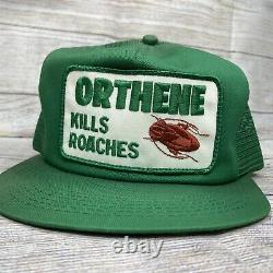 Vtg Orthene Trucker Hat Cap Snapback Patch Tue Roaches Kbrand USA Exterminateur