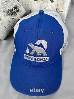 Vtg Patagonia Rare Polar Bear Moon Mountain Sunset Trucker Mesh Snapback Hat Cap