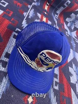 Vtg Pepsi Cola Surf Surfeur Themed Trucker Cap Snapback Hat Mesh 80s 90s USA