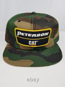 Vtg Peterson Cat Hat Caterpillar Camo Patch Foam Snapback 80s Trucker Cap USA