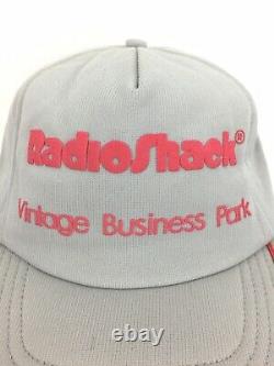Vtg Radio Shack Hat Mousse Ligned Stripe Cap Logo Snap Retour USA Trucker Baseball
