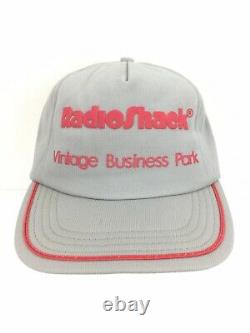 Vtg Radio Shack Hat Mousse Ligned Stripe Cap Logo Snap Retour USA Trucker Baseball