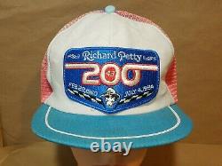 Vtg Richard Petty 200e Win Mesh Pinwheel Patch Snapback Trucker Hat Cap Fané