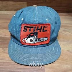 Vtg Stihl Trucker Patch Hat Cap K-brands K-produits Denim Snapback Chainsaw