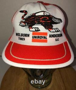 Vtg USA 80s Uniroyal Welborn Tires Anderson Sc Clemson Tigers Chapeau De Camionneur Casquette