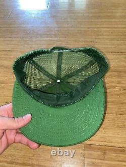 Vtg USA Made John Deere Trucker Hat Snapback Cap Green Patch Mesh Louisville Mfg